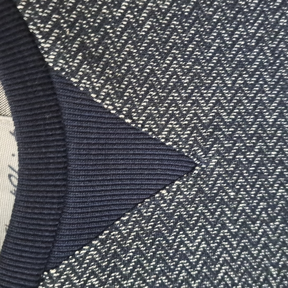 Celio Pullover Sweatshirt-Navy Blue Chevron Pattern-Cotton-S - Picture 5 of 6